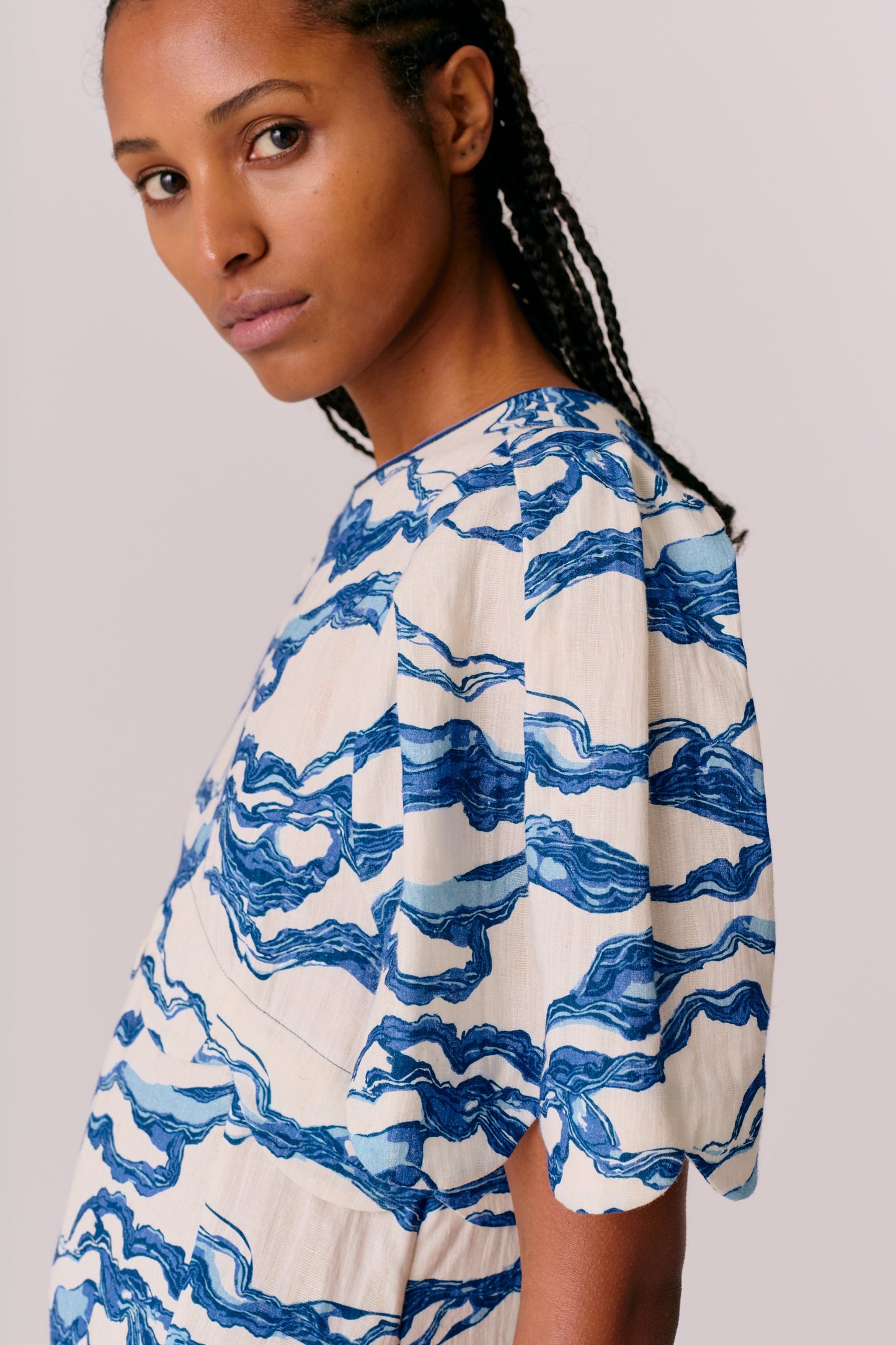 Nerina Dress - Sea Blue Print