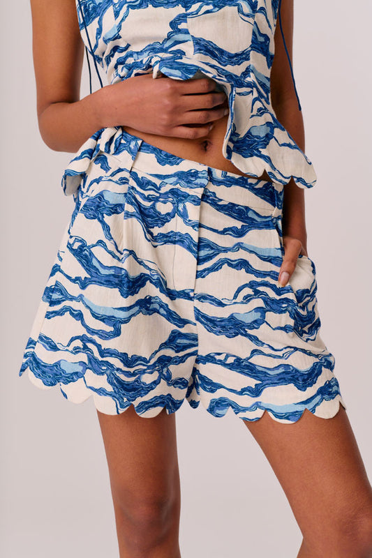 Petra Shorts - Sea Blue Print