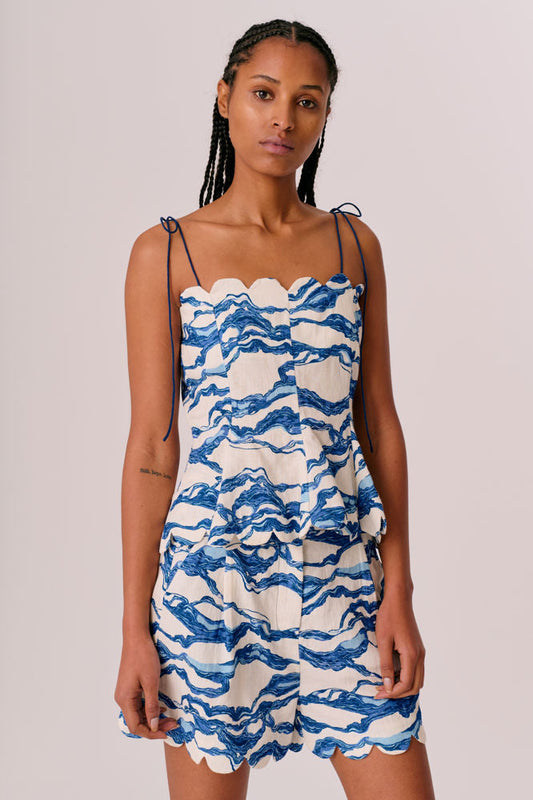Yara Top - Sea Blue Print