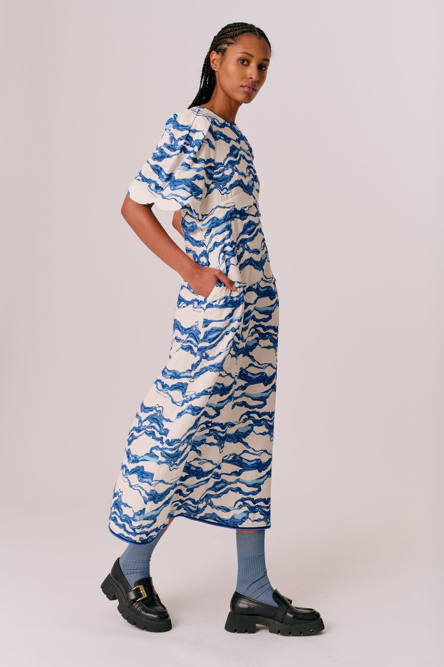 Nerina Dress - Sea Blue Print