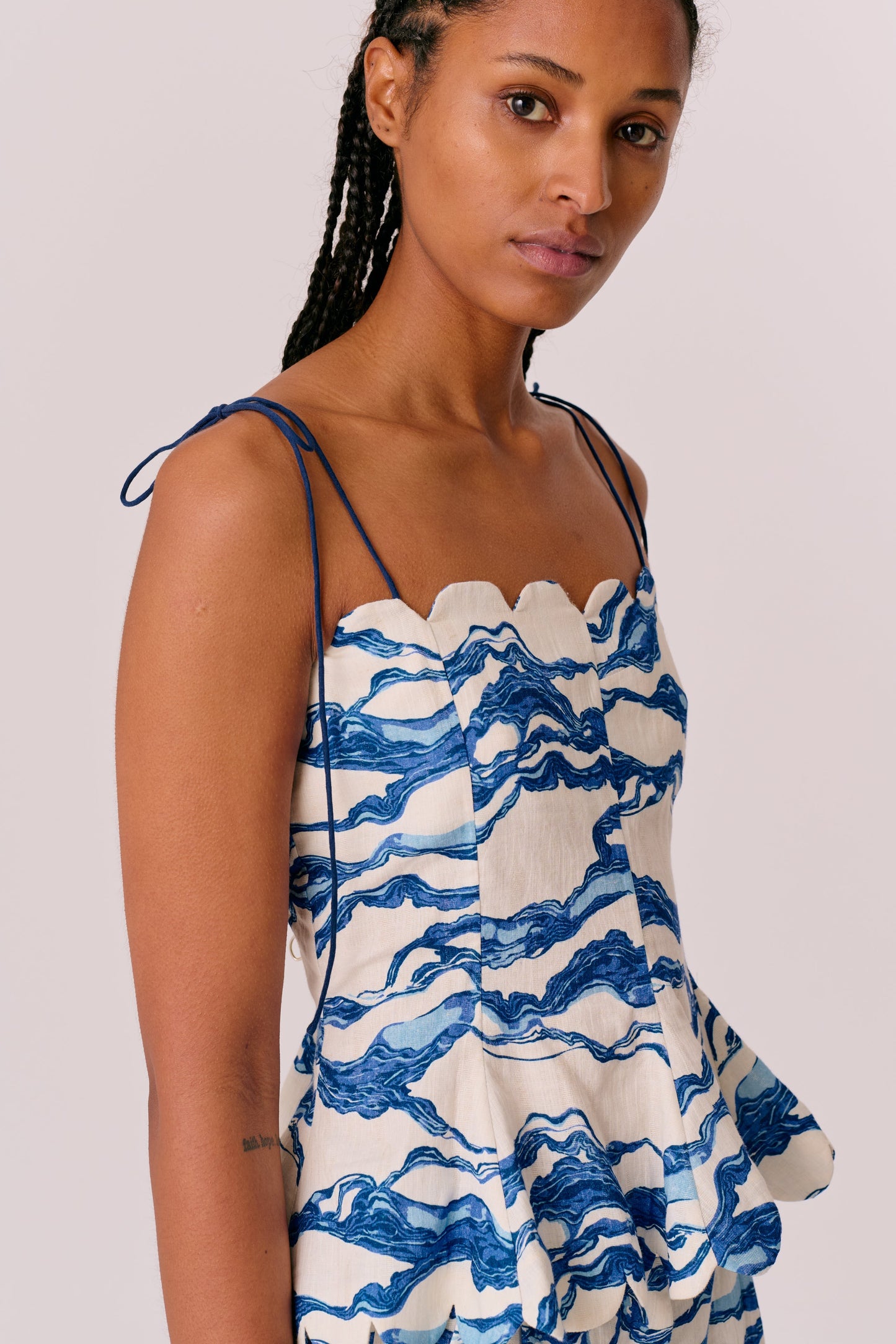Yara Top - Sea Blue Print