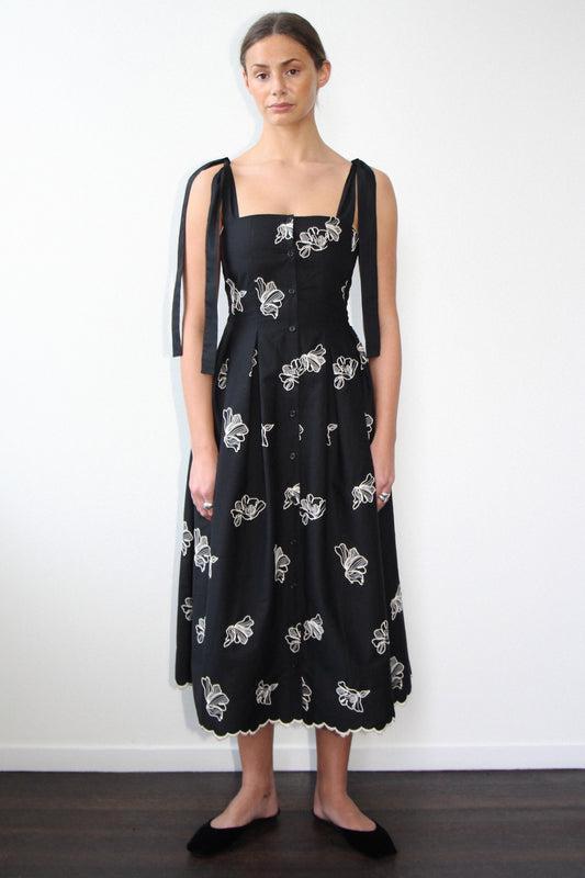 Raquelle Dress Black - Cotton Embroidery