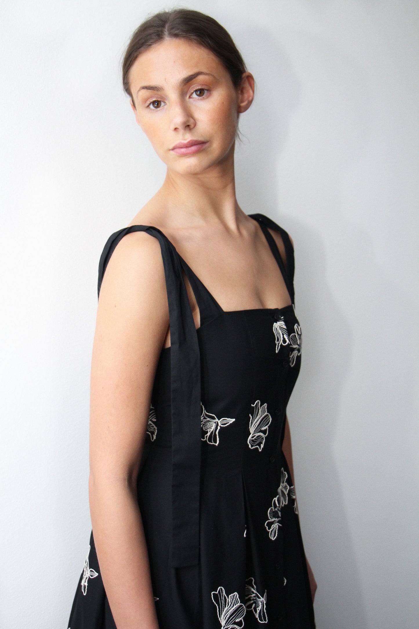 Raquelle Dress Black - Cotton Embroidery