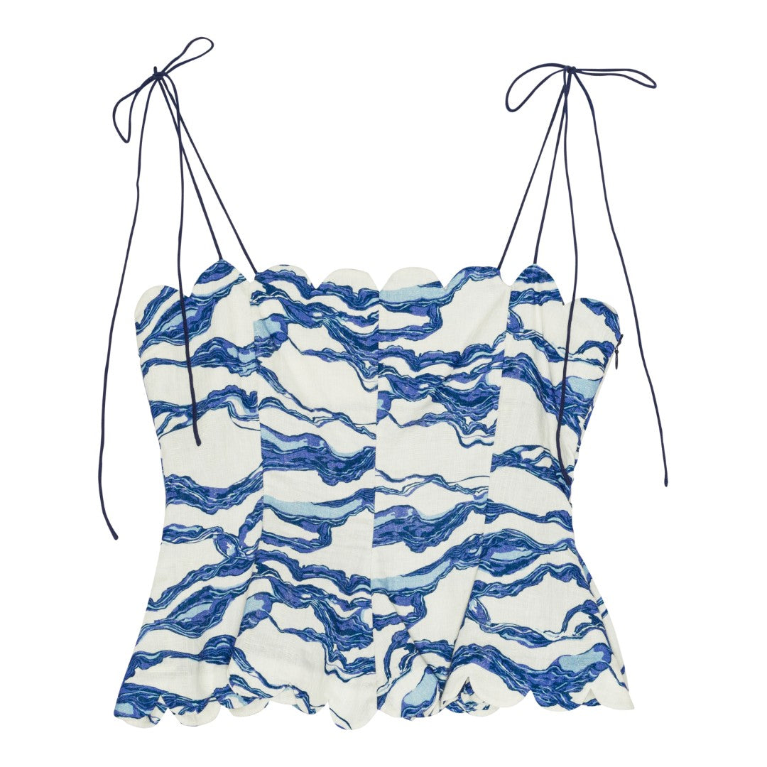 Yara Top - Sea Blue Print